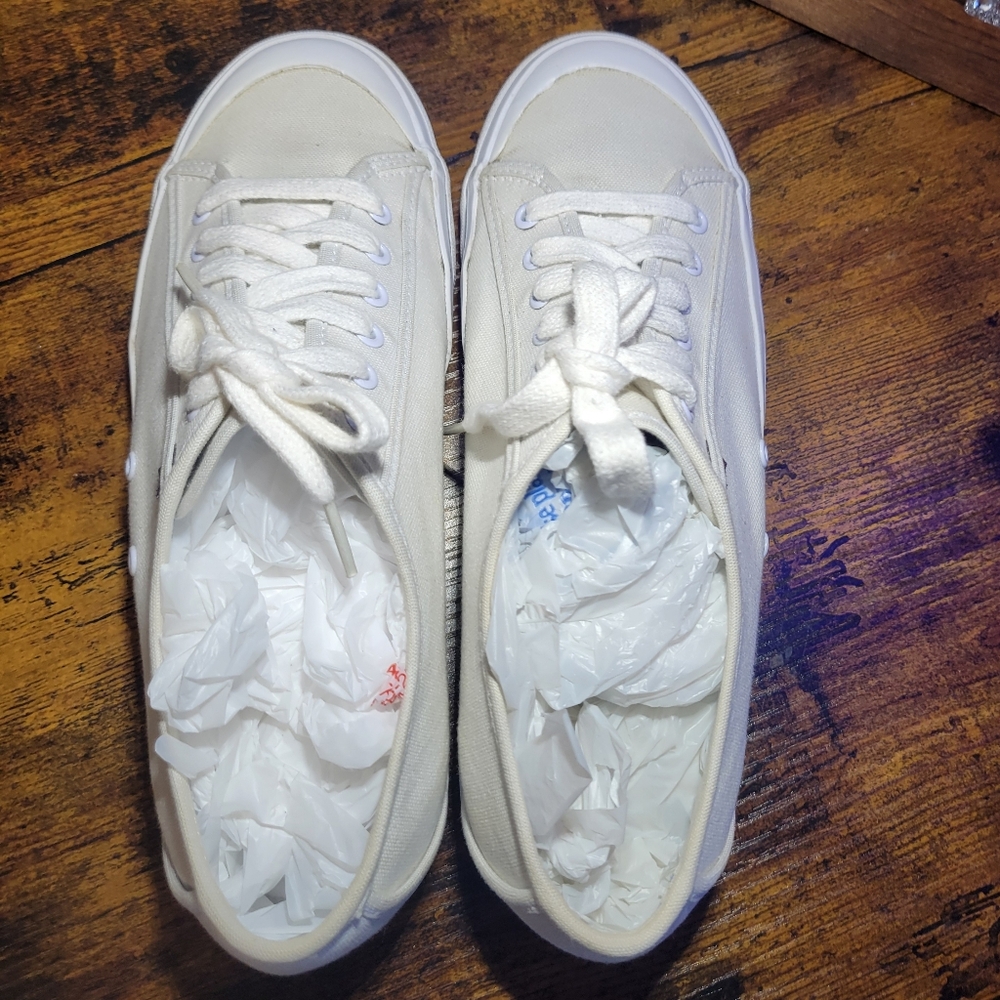 Vintage Tommy Hilfiger White canvas Sneakers women 8.5 - Picture 5 of 11
